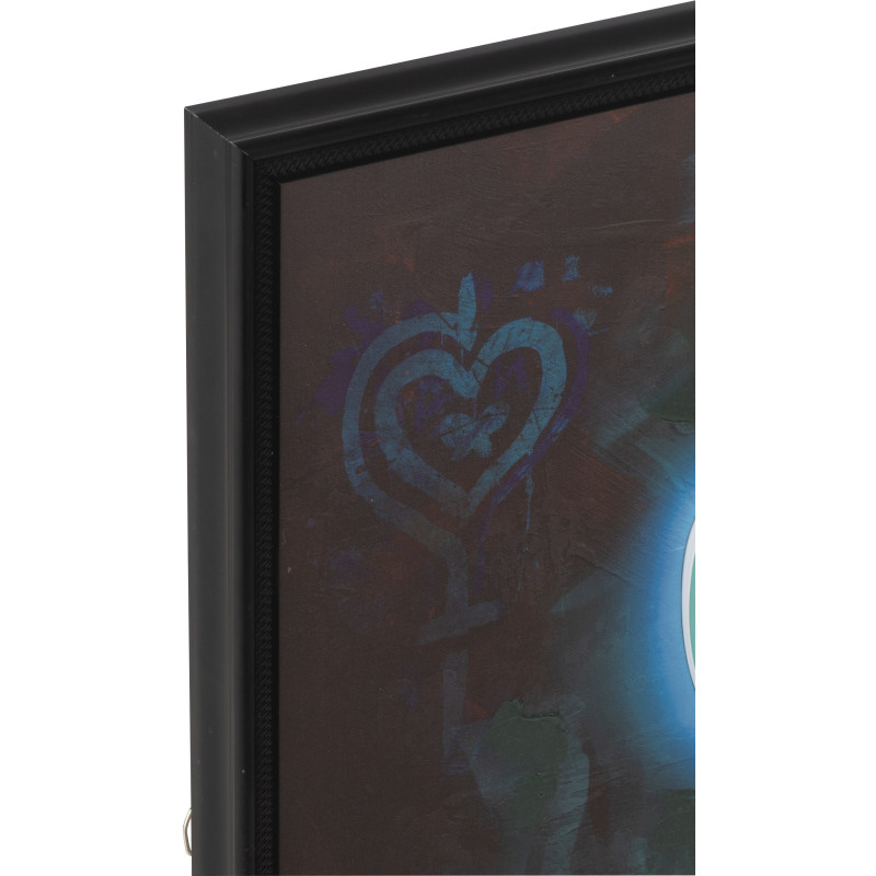 Toile murale peinte lumineuse design Léopard Boss Cadre en bois noir Néonyo 