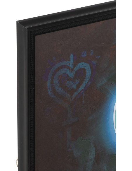 Toile murale peinte lumineuse design Léopard Boss Cadre en bois noir Néonyo 