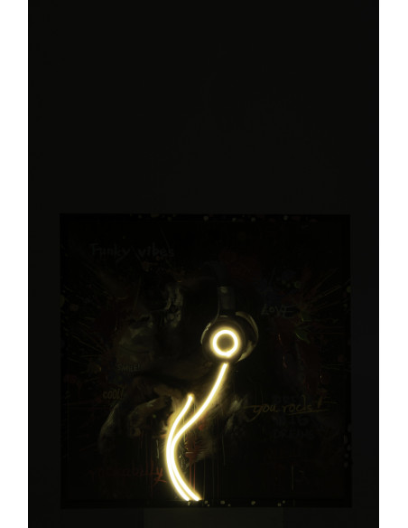 Toile murale peinte lumineuse design Singe Casque Cadre en bois noir Néonyo 