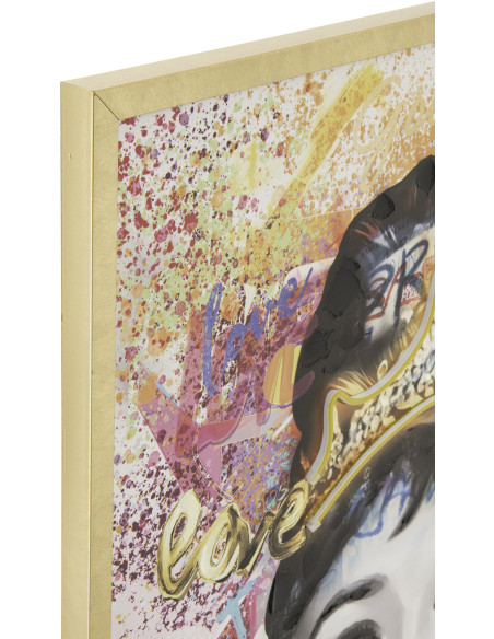 Grande Toile murale peinte lumineuse design Lady Cadre en bois doré Néonyo 