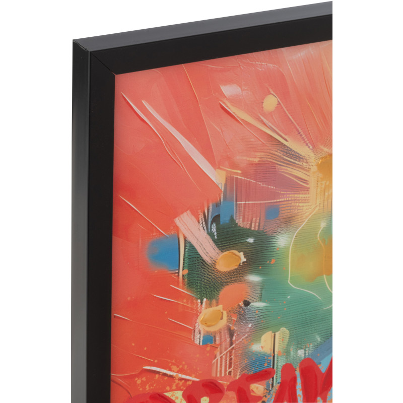 Toile murale peinte lumineuse design Singe Cigare Cadre en bois noir Néonyo 