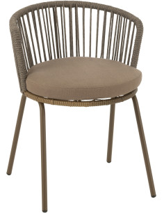 Chaise de jardin design bohème Corde Marron moka Métal Blanc Toa 