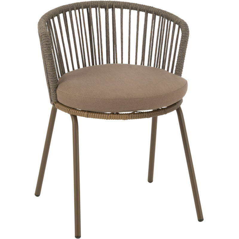 Chaise de jardin design bohème Corde Marron moka Métal Blanc Toa 