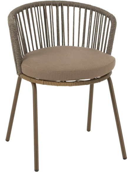 Chaise de jardin design bohème Corde Marron moka Métal Blanc Toa 