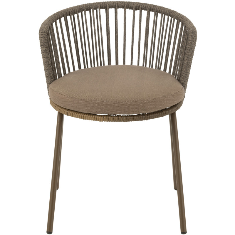 Chaise de jardin design bohème Corde Marron moka Métal Blanc Toa 