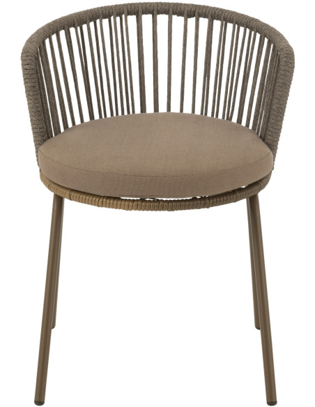 Chaise de jardin design bohème Corde Marron moka Métal Blanc Toa 