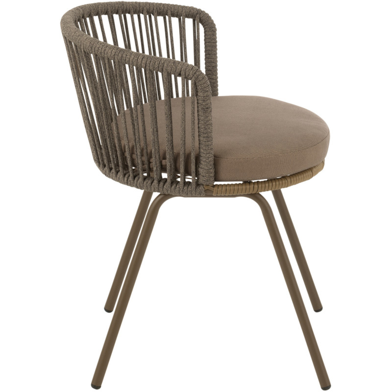 Chaise de jardin design bohème Corde Marron moka Métal Blanc Toa 