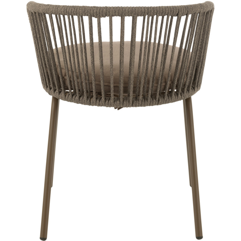 Chaise de jardin design bohème Corde Marron moka Métal Blanc Toa 