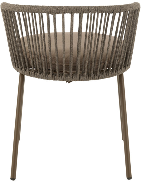 Chaise de jardin design bohème Corde Marron moka Métal Blanc Toa 