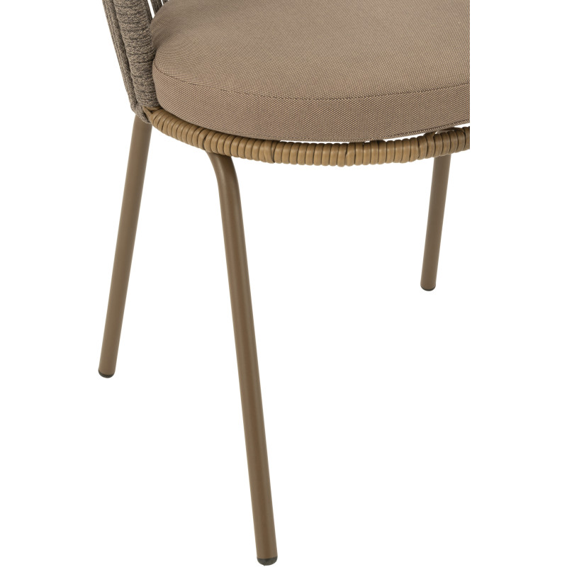 Chaise de jardin design bohème Corde Marron moka Métal Blanc Toa 
