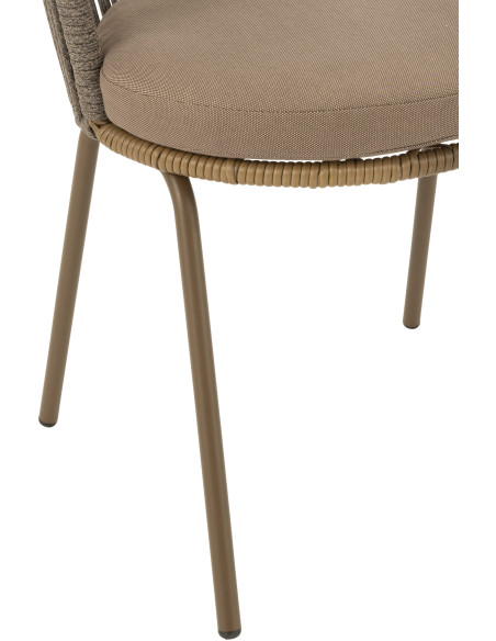 Chaise de jardin design bohème Corde Marron moka Métal Blanc Toa 