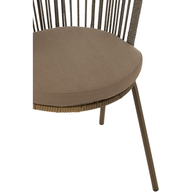 Chaise de jardin design bohème Corde Marron moka Métal Blanc Toa 