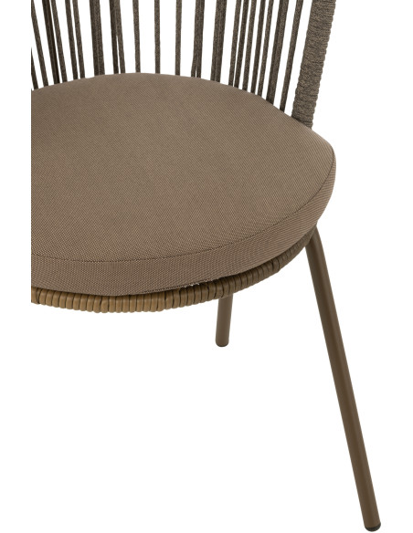 Chaise de jardin design bohème Corde Marron moka Métal Blanc Toa 