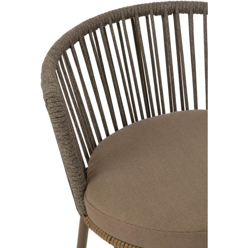 Chaise de jardin design bohème Corde Marron moka Métal Blanc Toa 