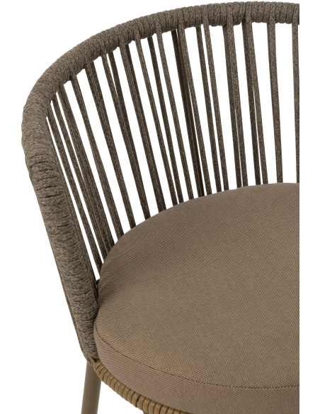 Chaise de jardin design bohème Corde Marron moka Métal Blanc Toa 