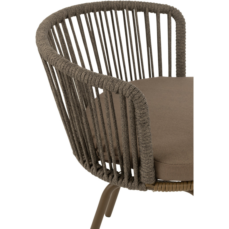 Chaise de jardin design bohème Corde Marron moka Métal Blanc Toa 