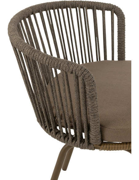 Chaise de jardin design bohème Corde Marron moka Métal Blanc Toa 