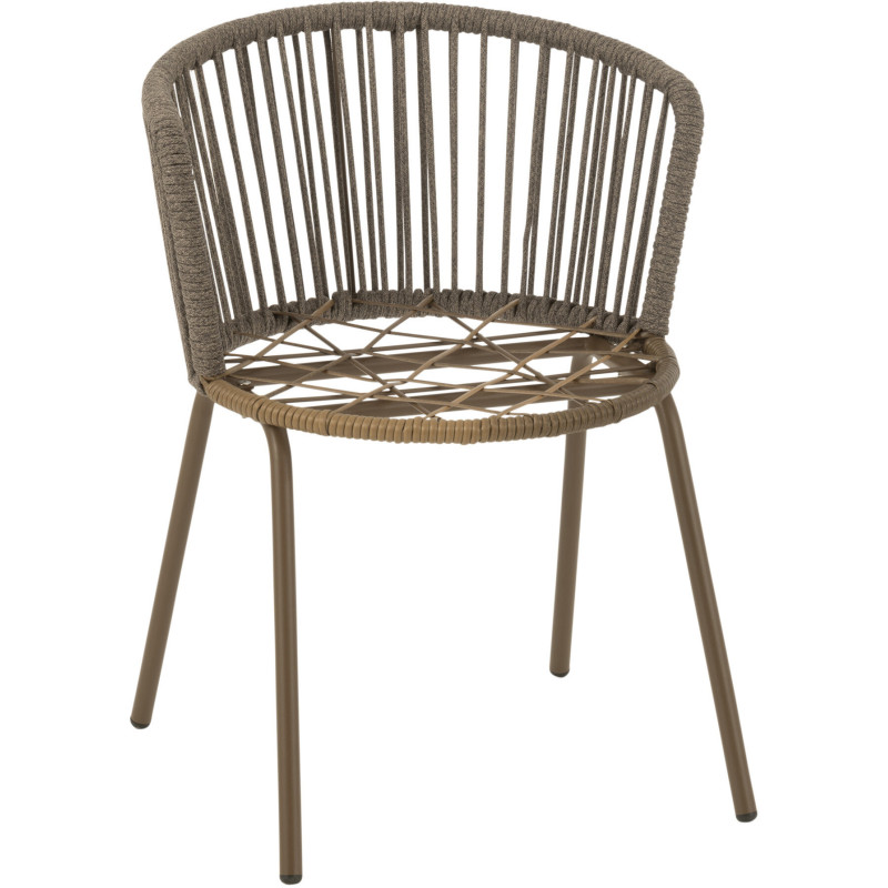 Chaise de jardin design bohème Corde Marron moka Métal Blanc Toa 