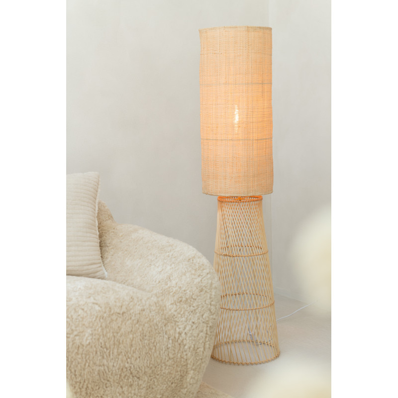 Grand Lampadaire sur pied bohème chic Bambou Lin Naturel Room 