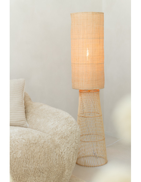 Grand Lampadaire sur pied bohème chic Bambou Lin Naturel Room 