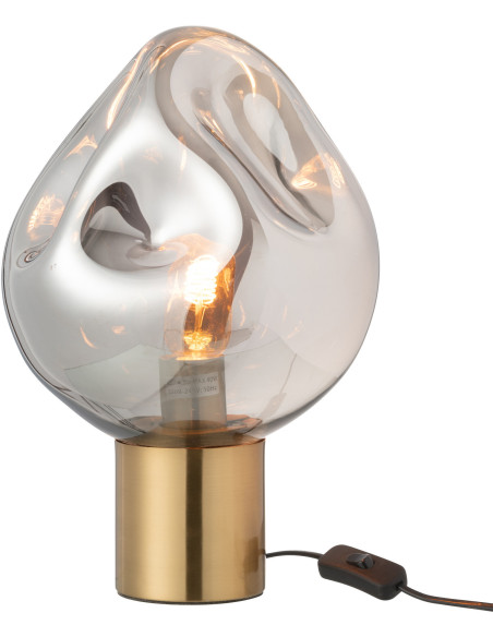 Lampe à poser design chic Verre Gris Métal Doré Nébulia 