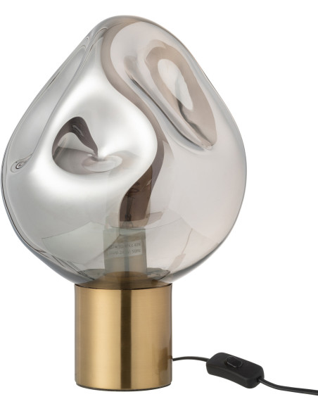 Lampe à poser design chic Verre Gris Métal Doré Nébulia 