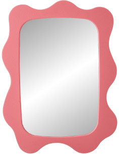 Miroir mural design Pop Vague Organique 57x76 Bois MDF Rose foncé Waviny 