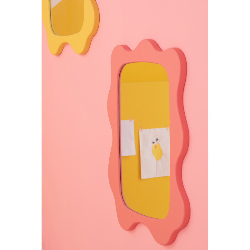 Miroir mural design Pop Vague Organique 57x76 Bois MDF Rose foncé Waviny 