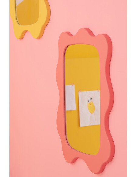 Miroir mural design Pop Vague Organique 57x76 Bois MDF Rose foncé Waviny 