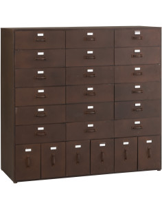 Grand Meuble d'apothicaire design vintage 24 tiroirs Métal Marron rouille Bade 