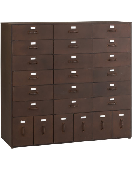 Grand Meuble d'apothicaire design vintage 24 tiroirs Métal Marron rouille Bade 