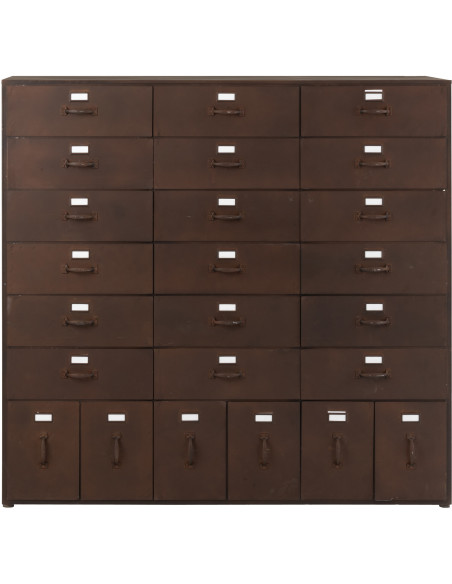 Grand Meuble d'apothicaire design vintage 24 tiroirs Métal Marron rouille Bade 