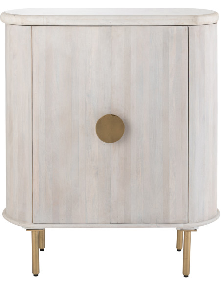 Buffet design chic Bas 2 portes BOis de manguier Marbre Blanc crème Métal Doré Marmer 