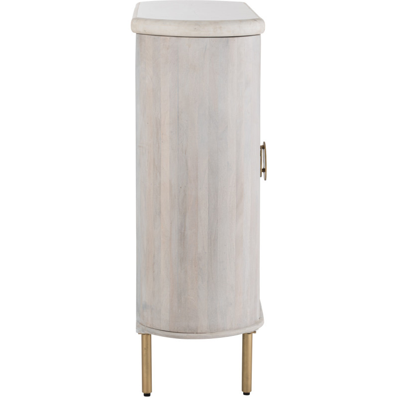 Buffet design chic Bas 2 portes BOis de manguier Marbre Blanc crème Métal Doré Marmer 