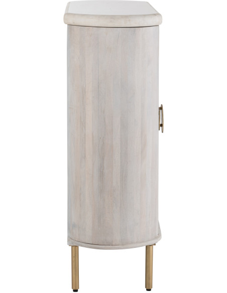 Buffet design chic Bas 2 portes BOis de manguier Marbre Blanc crème Métal Doré Marmer 
