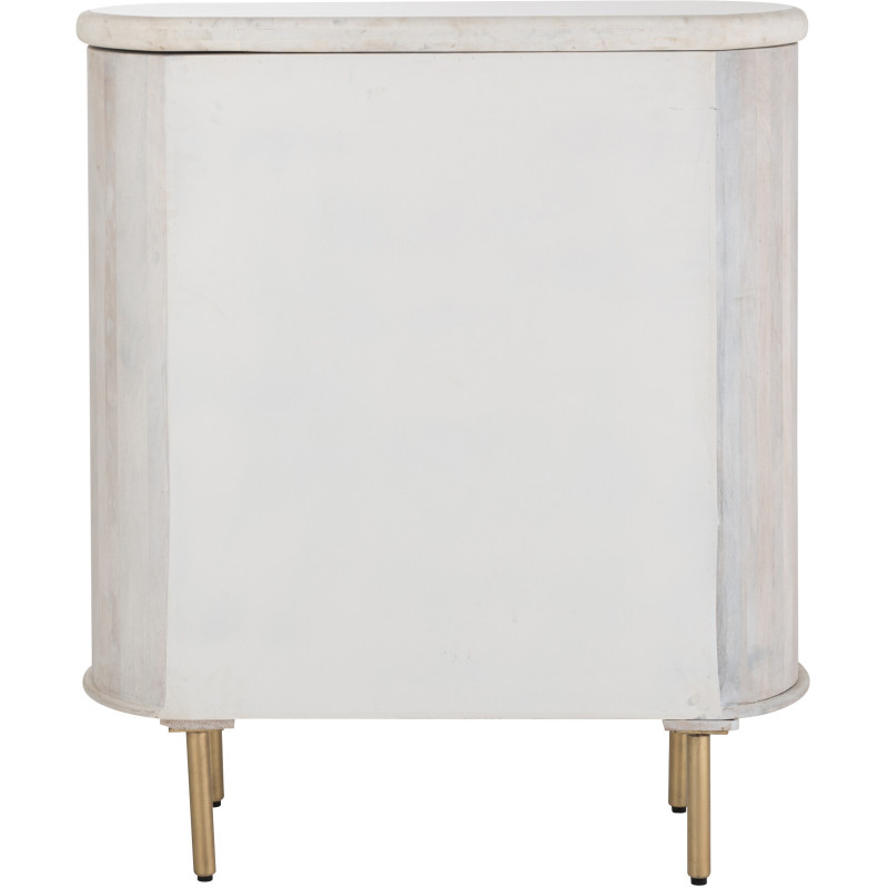 Buffet design chic Bas 2 portes BOis de manguier Marbre Blanc crème Métal Doré Marmer 