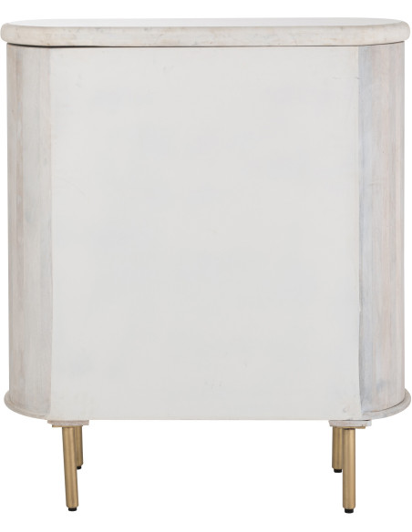 Buffet design chic Bas 2 portes BOis de manguier Marbre Blanc crème Métal Doré Marmer 