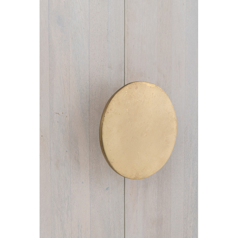 Buffet design chic Bas 2 portes BOis de manguier Marbre Blanc crème Métal Doré Marmer 