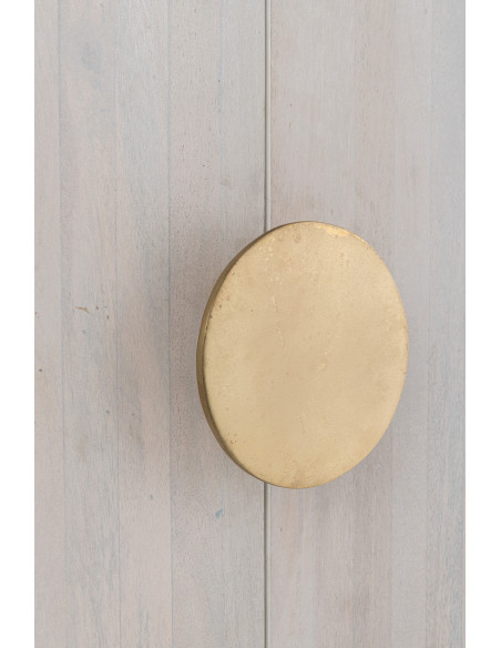 Buffet design chic Bas 2 portes BOis de manguier Marbre Blanc crème Métal Doré Marmer 