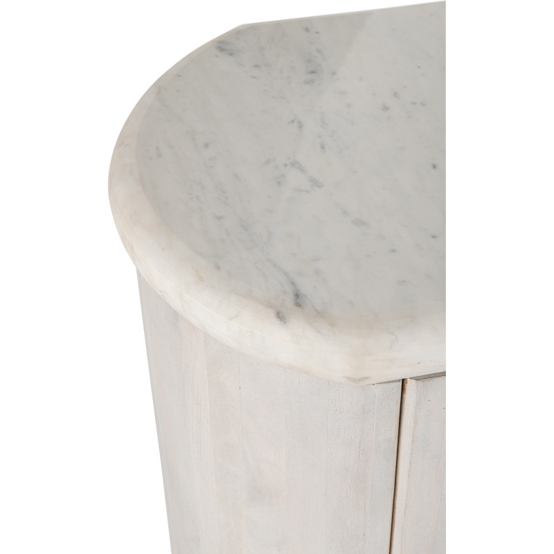 Buffet design chic Bas 2 portes BOis de manguier Marbre Blanc crème Métal Doré Marmer 