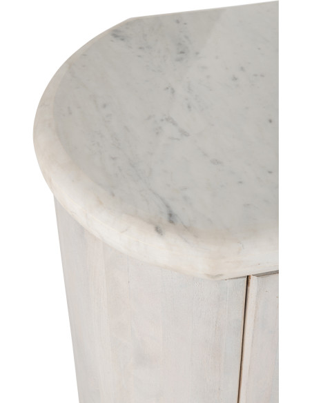 Buffet design chic Bas 2 portes BOis de manguier Marbre Blanc crème Métal Doré Marmer 