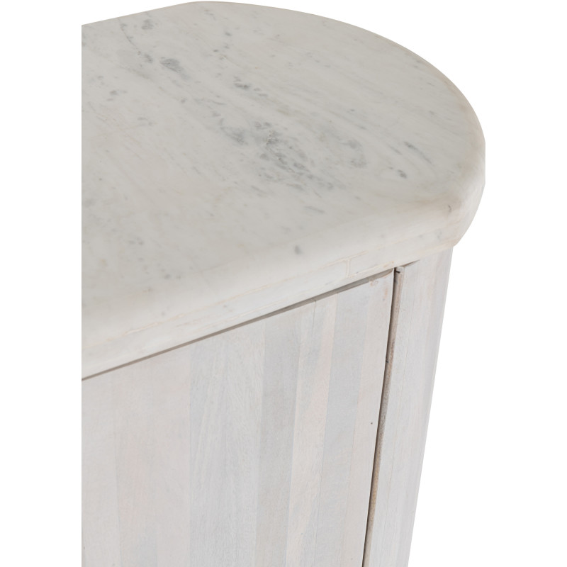Buffet design chic Bas 2 portes BOis de manguier Marbre Blanc crème Métal Doré Marmer 