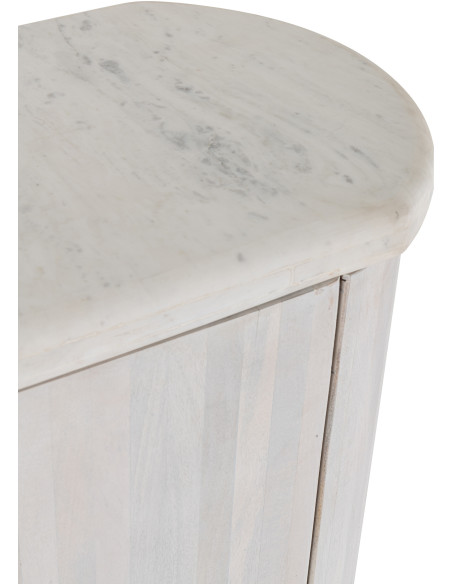 Buffet design chic Bas 2 portes BOis de manguier Marbre Blanc crème Métal Doré Marmer 