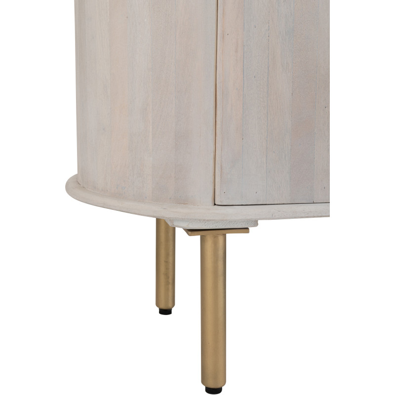 Buffet design chic Bas 2 portes BOis de manguier Marbre Blanc crème Métal Doré Marmer 