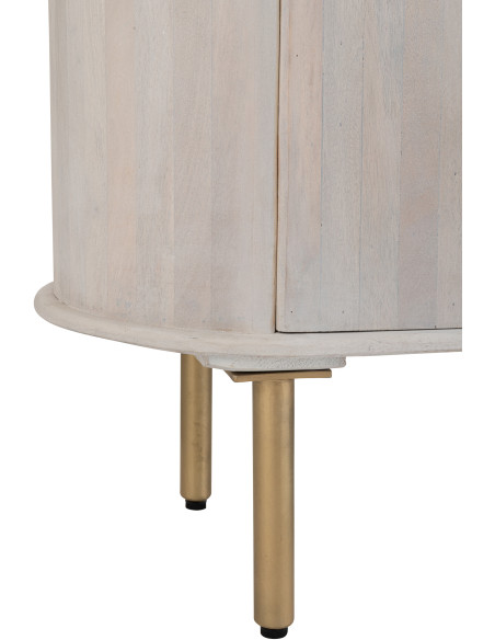 Buffet design chic Bas 2 portes BOis de manguier Marbre Blanc crème Métal Doré Marmer 