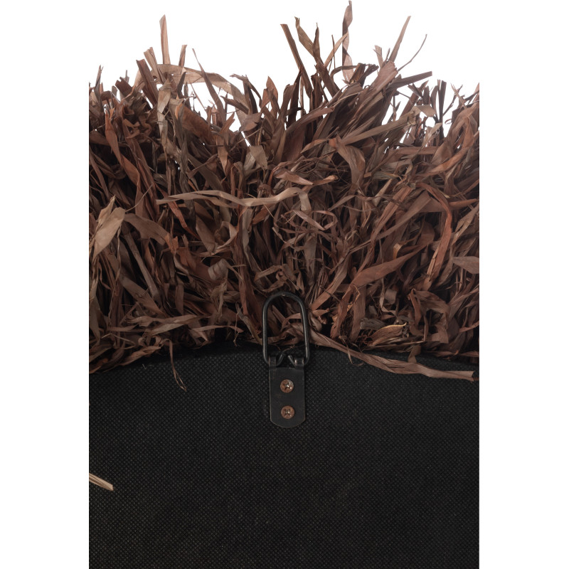Grand Miroir mural style africain Rond 115x115 Sisal Marron Kashya 