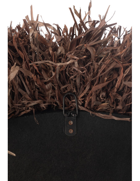 Grand Miroir mural style africain Rond 115x115 Sisal Marron Kashya 