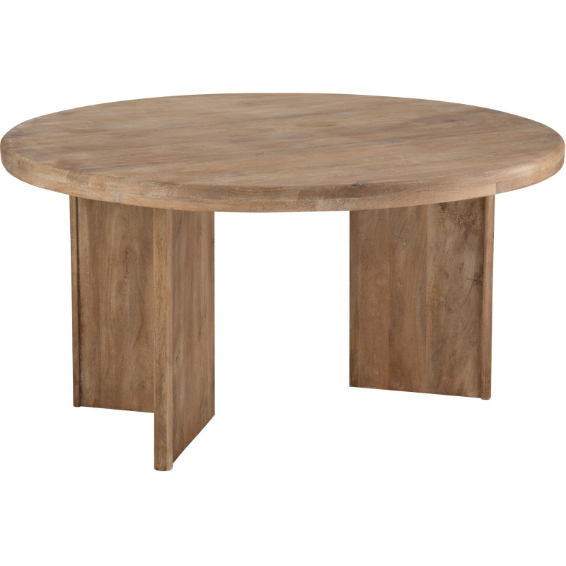 Table à manger design Japandi Ronde 6 personnes Bois de manguier Naturel Puur 