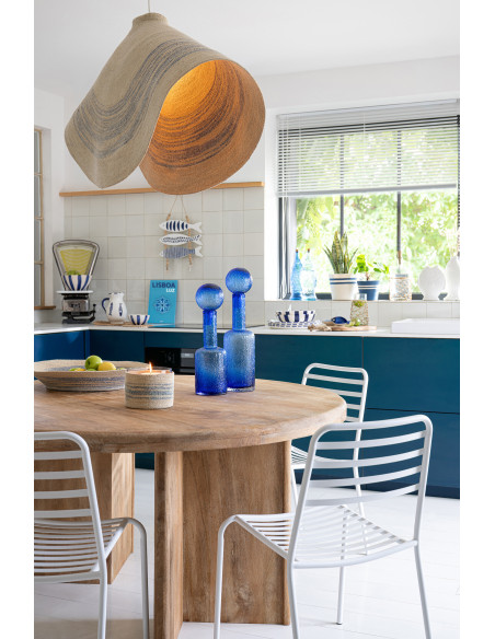 Table à manger design Japandi Ronde 6 personnes Bois de manguier Naturel Puur 