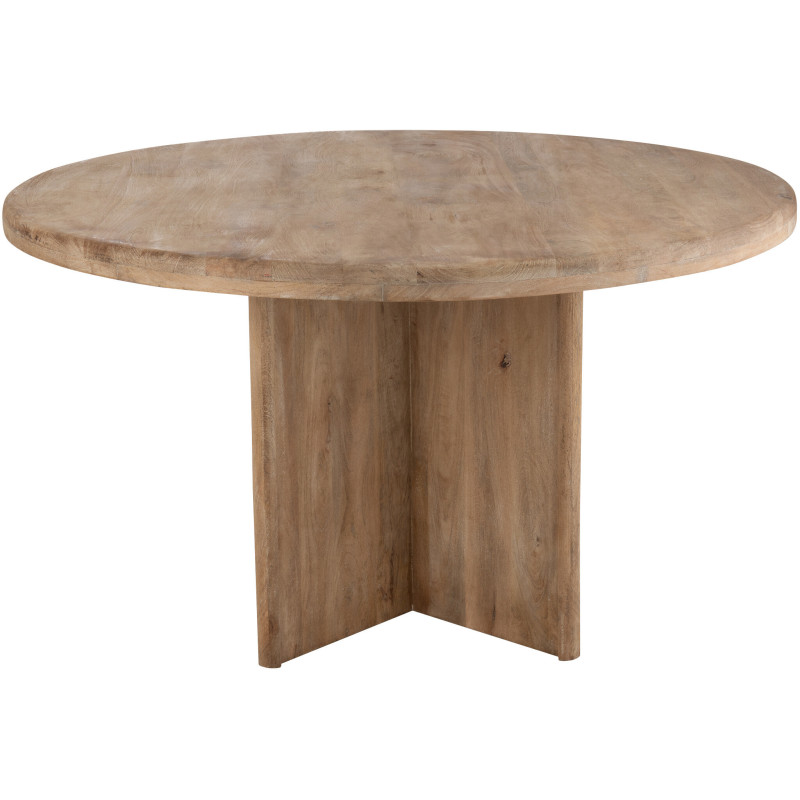 Table à manger design Japandi Ronde 6 personnes Bois de manguier Naturel Puur 